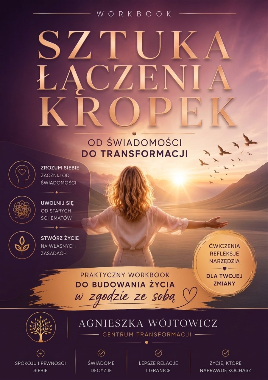 Okładka workbooka „Sztuka łączenia kropek” Agnieszki Wójtowicz